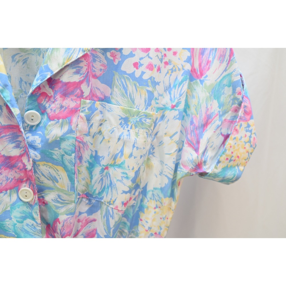 California Looks Vintage Floral Short Sleeve Belted Midi Dress 10P Made in USA - Picture 6 of 7